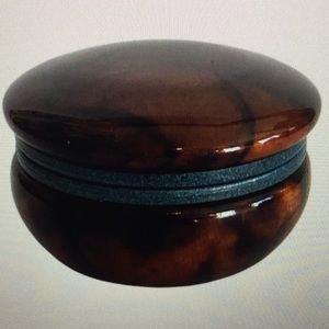 Vintage Round Italian Alabaster Jewelry Box